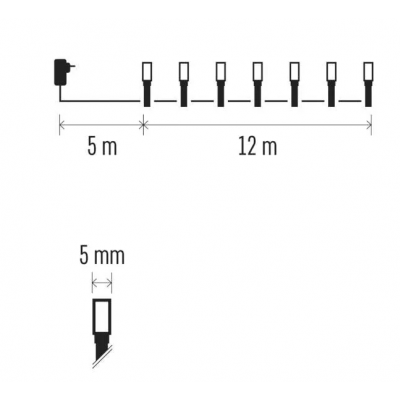 Lampki choinkowe Classic 120 LED 12m ciepła + zimna biel, zielony przewód, IP44, timer EMOS (D4AN05)